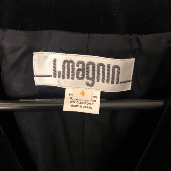 Vintage I Magnin Velvet Crop Blazer Jacket shoulder pads size 4 - Picture 5 of 11